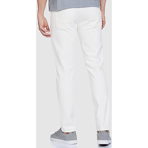 The Indian Garage Co Men Slim Fit Solid Mid Rise Jeans White, 32