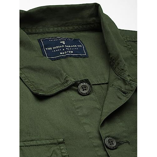 The Indian Garage Co Men's Regular Shirt (0820-Ovrsrt01-05_Olive_Army Large)