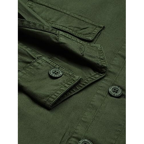 The Indian Garage Co Men's Regular Shirt (0820-Ovrsrt01-05_Olive_Army Large)