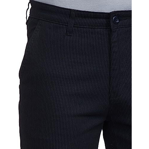 The Indian Garage Co Men Slim Fit Striped Mid-Rise Chinos