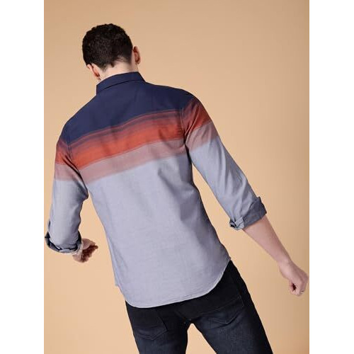 The Indian Garage Co Adult Men's Slim Fit Shirt (0820-Sh54-04_Blue M)