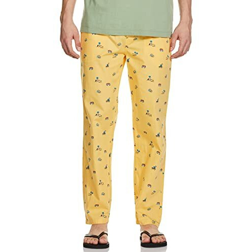 The Indian Garage Co Lounge Pants Long Sleeves Slim Fit Yellow Medium