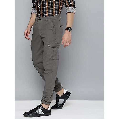The Indian Garage Co Men's Slim Casual Pants (Tig0419-Cargo02-16_Grey_Platinum 34)