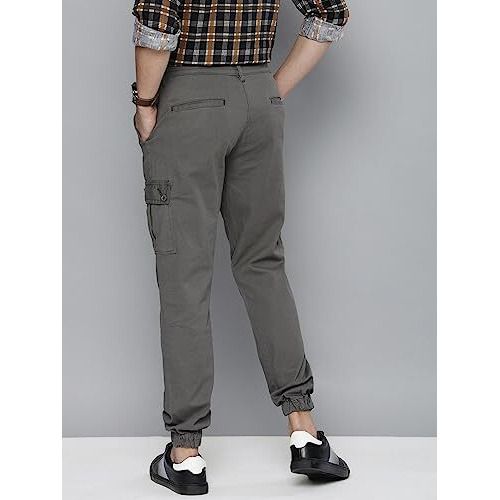 The Indian Garage Co Men's Slim Casual Pants (Tig0419-Cargo02-16_Grey_Platinum 34)
