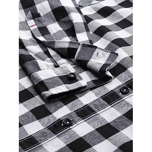 The Indian Garage Co Men's Checkered Slim Shirt (0121-Sh72-04_White Medium)