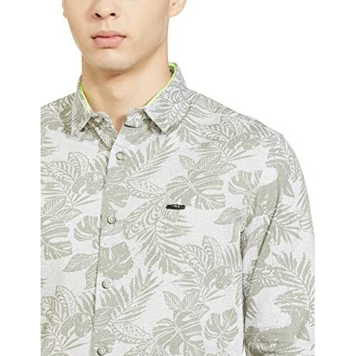 The Indian Garage Co Men's Solid Slim Shirt (0121-Sh74-04_Grey Medium)