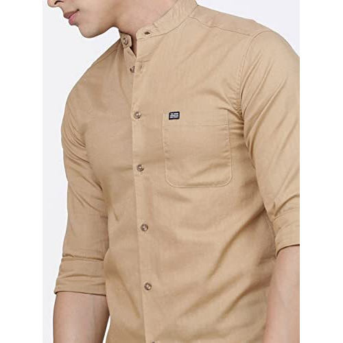 The Indian Garage Co Men's Slim Fit Shirt (1220-Sh62-10_Khakhi L)