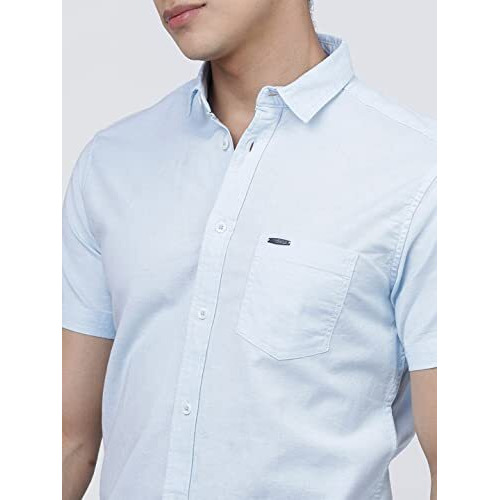 The Indian Garage Co Men's Slim Fit Shirt (0321-Shln87-01_Light Blue L)