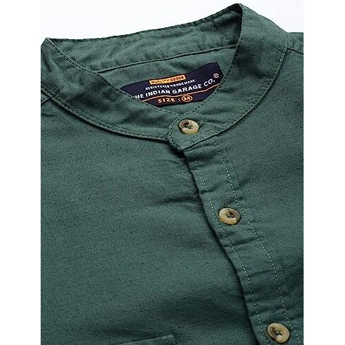 The Indian Garage Co Men's Slim Fit Shirt (0321-Shln89-04_Sea Green Xl)