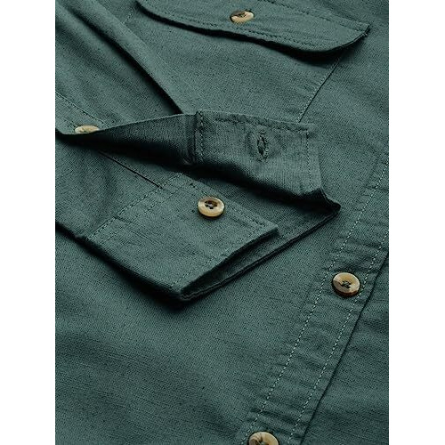 The Indian Garage Co Men's Slim Fit Shirt (0321-Shln89-04_Sea Green Xl)