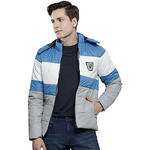 The Indian Garage Co Men's Polyester Slim Fit Standard Length Jacket (0521-Jkt-15-03_Silver Grey Medium)