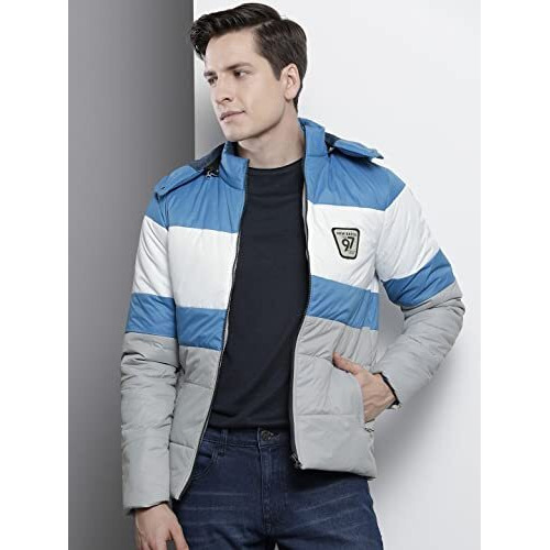 The Indian Garage Co Men's Polyester Slim Fit Standard Length Jacket (0521-Jkt-15-03_Silver Grey Medium)