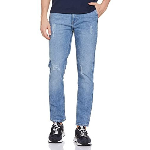 The Indian Garage Co Men Slim Fit Solid Mid-Rise Stretchable Jeans Blue