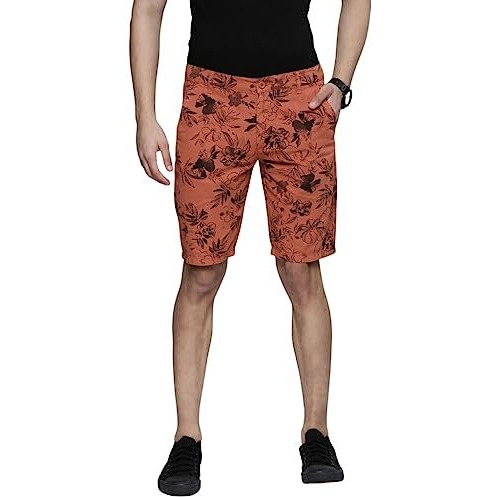 The Indian Garage Co Men Slim Fit Solid Mid-Rise Chino Shorts Rust