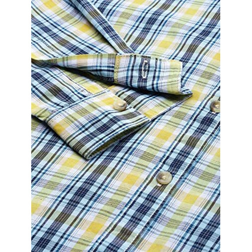 The Indian Garage Co Men's Regular Fit Shirt (0921-Sh116-12_Yellow / Royal Blue L)