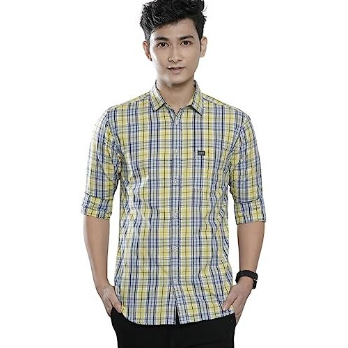 The Indian Garage Co Adult Men's Regular Fit Shirt (0921-Sh116-15_Yellow M)
