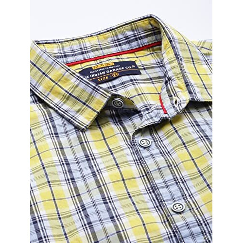 The Indian Garage Co Adult Men's Regular Fit Shirt (0921-Sh116-15_Yellow M)