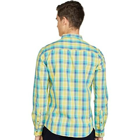 The Indian Garage Co Men's Cotton Adult Regular Fit Shirt (0921-Sh116-17_Yellow L)