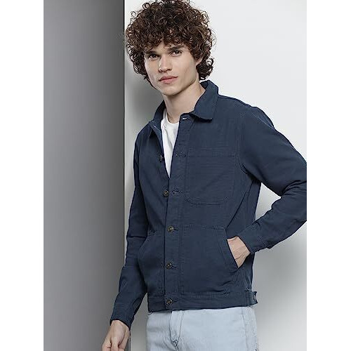 The Indian Garage Co Men's Cotton Slim Fit Standard Length Jacket (0621-Oxmjkt01-03_True Blue M)
