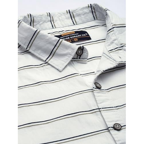 The Indian Garage Co Adult Men's Regular Fit Shirt (1021-Sh123-13_White 2Xl)