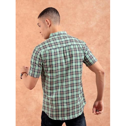 The Indian Garage Co Adult Men's Regular Fit Shirt (1121-Sh124-03_Green L)
