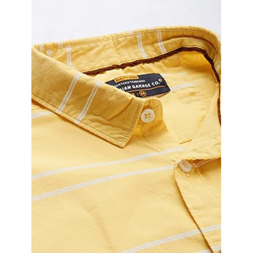 The Indian Garage Co Adult Men's Regular Fit Shirt (1021-Sh119-07_Yellow M)