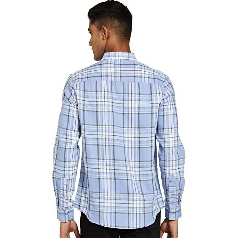 The Indian Garage Co Men's Slim Fit Shirt (1221-Sh151-13_Light Blue L)
