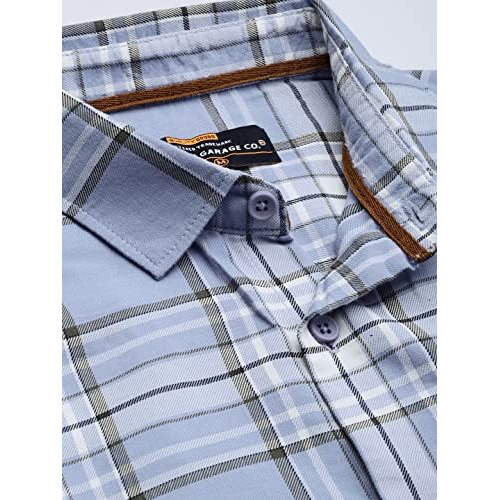 The Indian Garage Co Men's Slim Fit Shirt (1221-Sh151-13_Light Blue L)