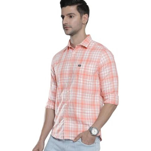 The Indian Garage Co Men's Slim Fit Shirt (1221-Sh151-28_Pink L)