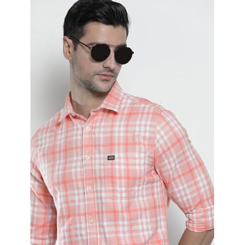 The Indian Garage Co Men's Slim Fit Shirt (1221-Sh151-28_Pink L)