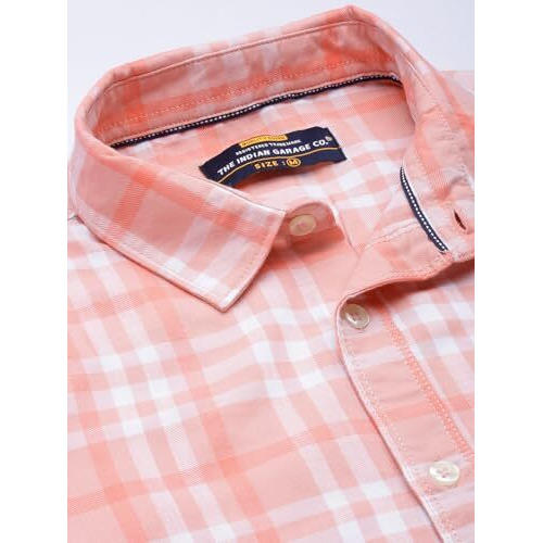 The Indian Garage Co Men's Slim Fit Shirt (1221-Sh151-28_Pink L)