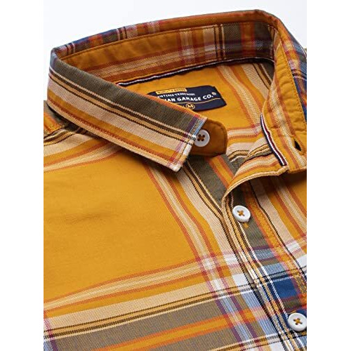 The Indian Garage Co Men's Slim Fit Shirt (1221-Sh151-36_Yellow S)