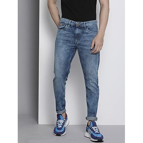 The Indian Garage Co Men Slim Fit Solid Mid-Rise Stretchable Mid Rise Jeans Blue