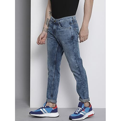 The Indian Garage Co Men Slim Fit Solid Mid-Rise Stretchable Mid Rise Jeans Blue