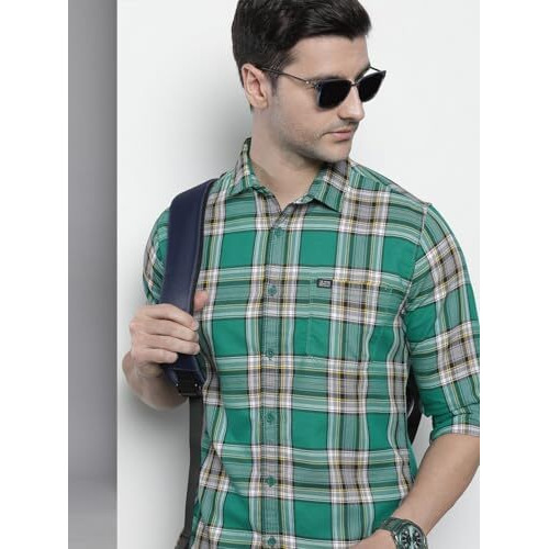 The Indian Garage Co Men's Slim Fit Shirt (1221-Sh151-29_Teal Xl)