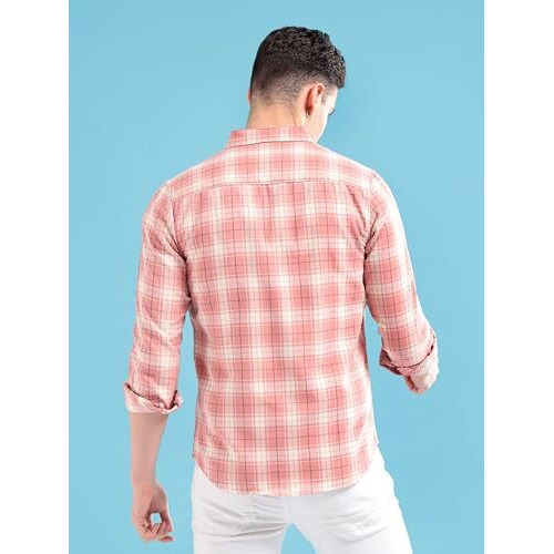 The Indian Garage Co Cotton Men's Slim Fit Shirt (0422-Sh191-03_Coral 2Xl)