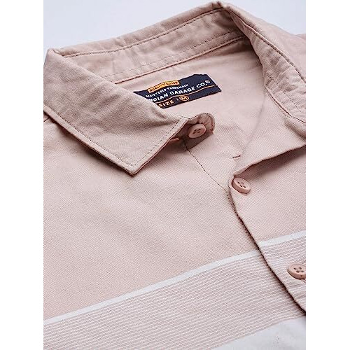 The Indian Garage Co Men's Slim Fit Shirt (0222-Shox165-02_Dusty Pink Xl)