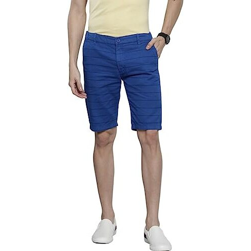 The Indian Garage Co Men Slim Fit Printed Mid-Rise Shorts Cobalt Blue