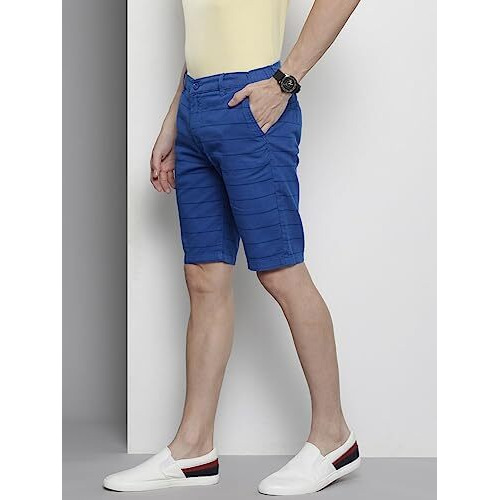 The Indian Garage Co Men Slim Fit Printed Mid-Rise Shorts Cobalt Blue
