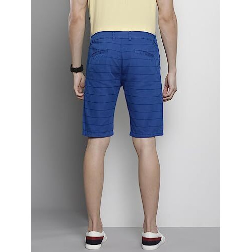 The Indian Garage Co Men Slim Fit Printed Mid-Rise Shorts Cobalt Blue