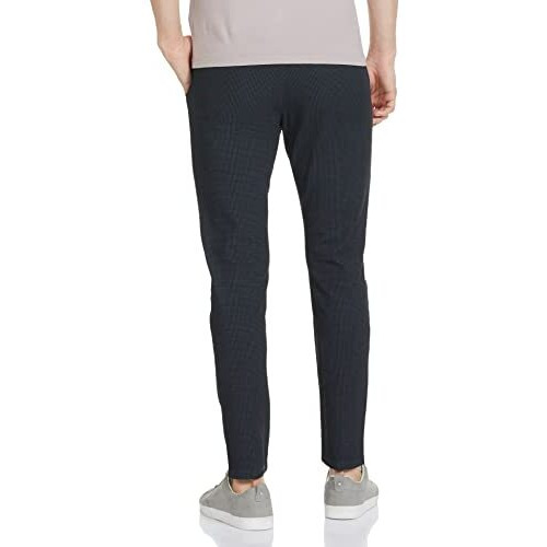 The Indian Garage Co Men Mid Rise Slim Fit Checked Mid-Rise Stretchable Chinos Grey, 34