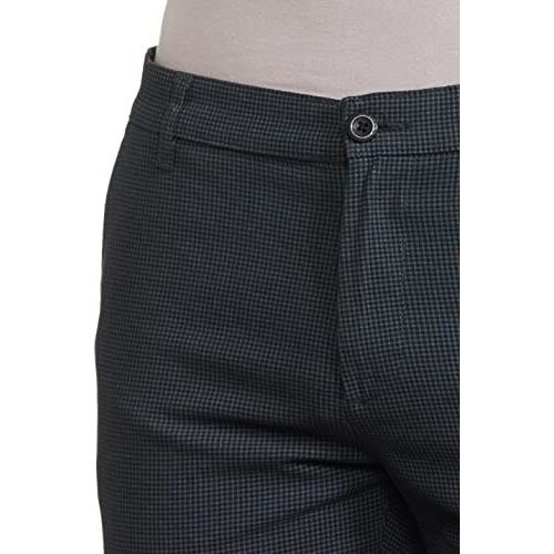 The Indian Garage Co Men Mid Rise Slim Fit Checked Mid-Rise Stretchable Chinos Grey, 34