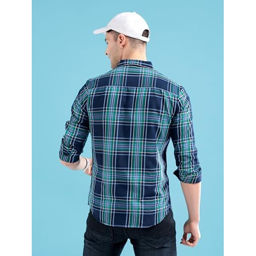 The Indian Garage Co Adult Men's Regular Fit Shirt (0722-Sh339-01_Blue L)