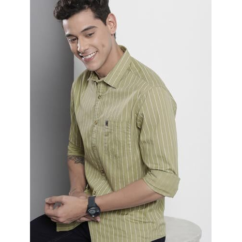 The Indian Garage Co Adult Men's Regular Fit Shirt (0722-Sh327-06_Green M)
