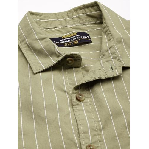 The Indian Garage Co Adult Men's Regular Fit Shirt (0722-Sh327-06_Green M)