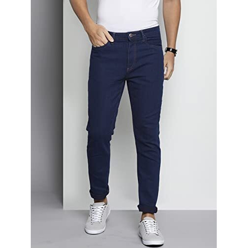 The Indian Garage Co Men Slim Fit Solid Mid-Rise Stretchable Jeans Blue