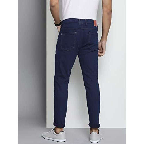 The Indian Garage Co Men Slim Fit Solid Mid-Rise Stretchable Jeans Blue