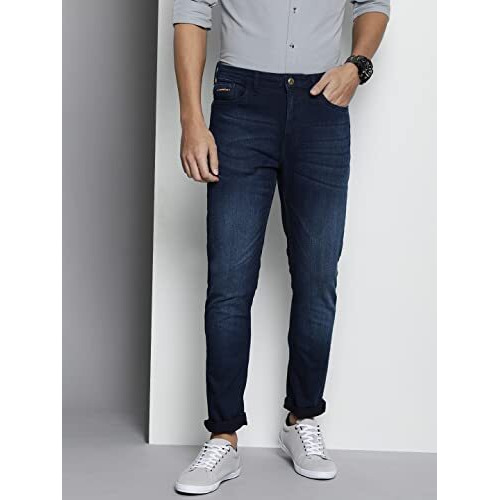 The Indian Garage Co Men Slim Fit Solid Mid-Rise Stretchable Jeans Blue