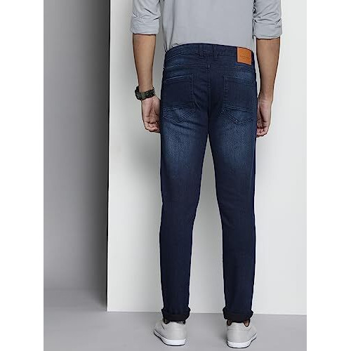 The Indian Garage Co Men Slim Fit Solid Mid-Rise Stretchable Jeans Blue