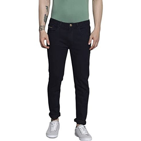 The Indian Garage Co Men Skinny Fit Solid Mid Rise Stretchable Jeans Blue, 34